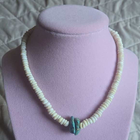 Native American Jewelry - Vintage Native American and Turquoise Shell Necklace